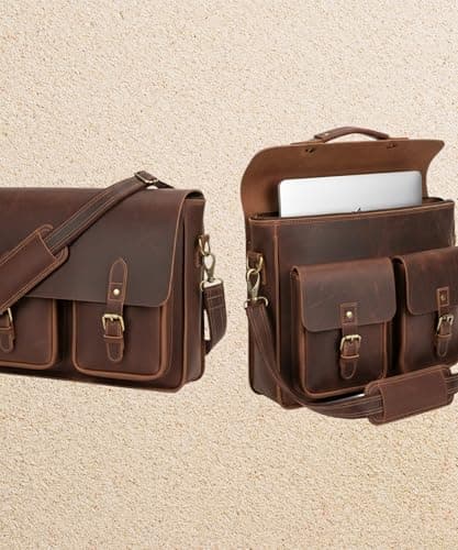 Hell Blues Bag Shoulder Strap - Genuine Leather with Brass Swivels Adjustable 57" Universal Replacement Strap for Laptop Bags, Luggage Duffel, Crossbody (145 cm) (Dark Brown) — view 6