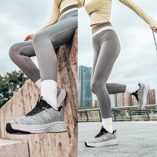 Rollstep Wide Toe Box Shoes Women Sneakers Extra Wide Width Arch Support Non-Slip Tennis Athletic Ultralight Running Shoes for Women Walking Diabetic Plantar Fasciitis Footwear 6-12, Black Grey, 5 UK — view 2