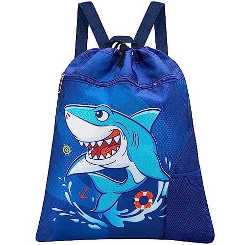 WAWSAM Kids Drawstring Gym Bag with Zippered Pocket and Water Bottle Pocket