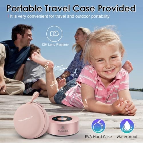 Xleader Mini Bluetooth Speaker (Travel Case Packed) with Aux input, Micro SD, Mic, Touch Design, Crystal Sound$Rich Bass, 12H Playtime, Small Portable, for iPhone Laptop Shower Office Gifts, Rose Gold — view 6