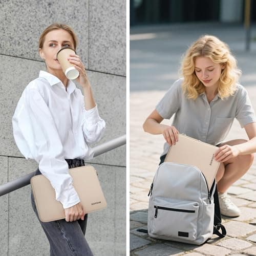 RAINYEAR 15.6 Inch Laptop Sleeve Carrying Bag, Khaki — view 6