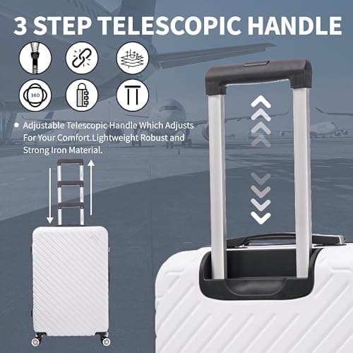 FLYMAX 24" Medium Suitcase 4 Wheel Lightweight Luggage Hard Shell ABS Travel Case Hold Check in Fits 15kg - 20kg Medium Size + 3 Digit Lock + Telescopic Handle 67 Litre Capacity — view 6