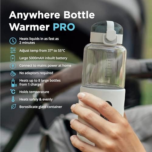 Cherub Baby Anywhere Portable Baby Bottle Warmer | 300ml Cordless Travel Milk Warmer with Borosilicate Glass | Fast Rechargeable Battery-Operated Baby Bottle Heater — view 3