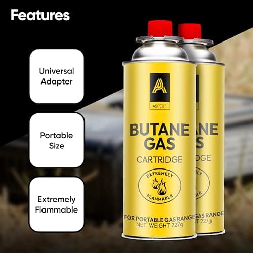 Aspect Camping Gas, Canisters for Camping Stove, Butane Gas Perfect Suitable for Portable Stove, BBQ, Gas Heaters, Blow Torches Safe and Secure Bottle (Pack of 8) — view 3