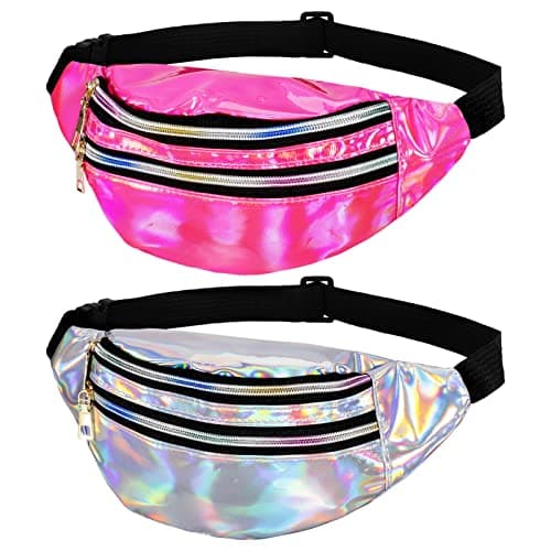 Firtink 2 Pack Shiny Bumbag,Holographic Waist BagFanny Pack