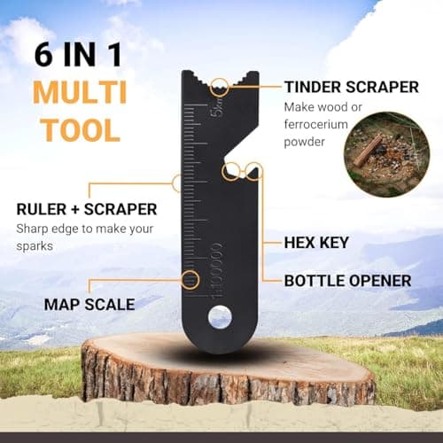10PCS Survival Flint Scrapers Multi Tool with Bottle Opener Fire Starter Ruler Map Scale Emergency for Camping Hiking Outdoor Adventures — view 3