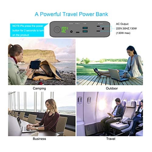 Volessence 27000mAh AC 130W Outlet Portable Laptop Charger (TSA-Approved), Travel Laptop Power Bank & External Battery Pack for MacBook, CPAP,Projector, Drone Headphone and More — view 5