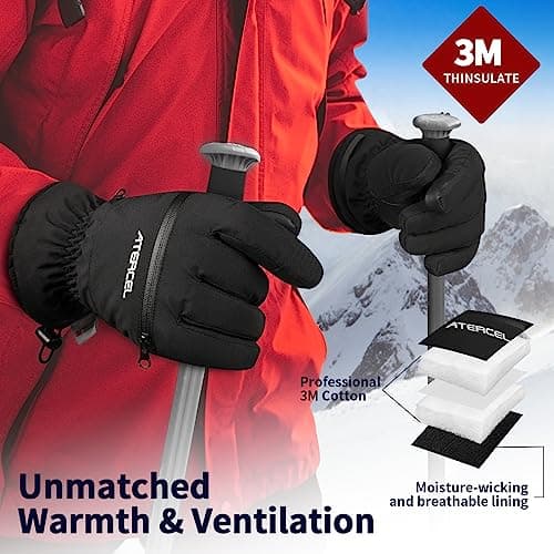ATERCEL Waterproof Ski Gloves - 3M Thinsulate Warmth, Touchscreen — view 2