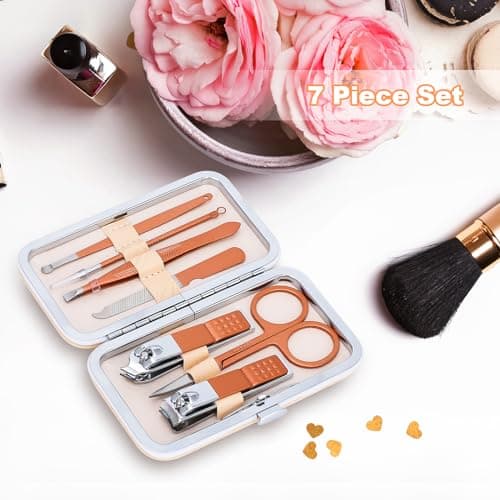 Manicure Set-Stainless Steel Nail Care Set-Professional 7 in 1 Ingrown Toenail Clipper Grooming Tool-Pedicure Kit & Toe Nail Cutter-Thick Nail Scissors Toiletries with Cuticle Trimmer (Rose Gold) — view 4