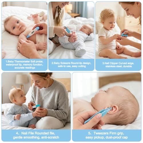 AYBUY Baby Healthcare and Grooming Kit, 11PCS Safety Baby Care Kit with Hair Brush Comb Nail Clipper, Hair Brush and Comb Set for Newborns & Toddlers — view 6