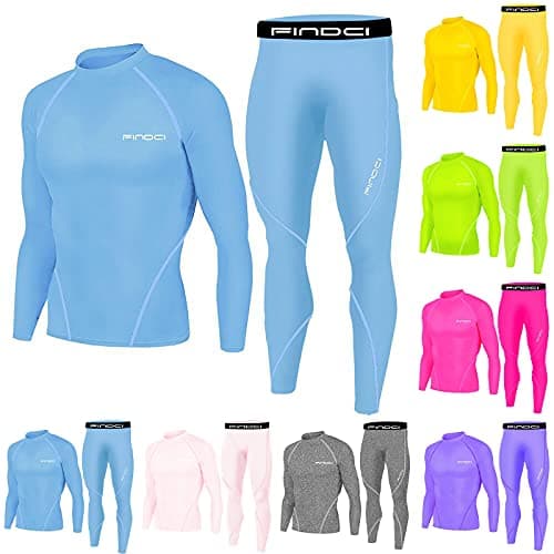 Arestory Mens Thermal Underwear Set, Men's Quick Dry Gym Tights Running Clothes Sports Wear Set Base Layer Compression Pants Long Sleeve Shirt Top Sport Pants Leggings for Workout Outdoor Sports Pink