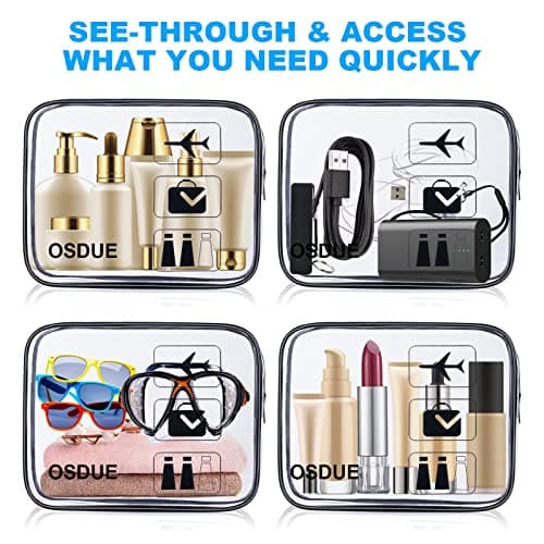 OSDUE Clear Toiletry Bags, 3 Pcs TSA Approved Airport Security Liquids Bags,Waterproof Cosmetic Clear Makeup Bags PVC Wash Bags for Women and Men, Travel Essential — view 5