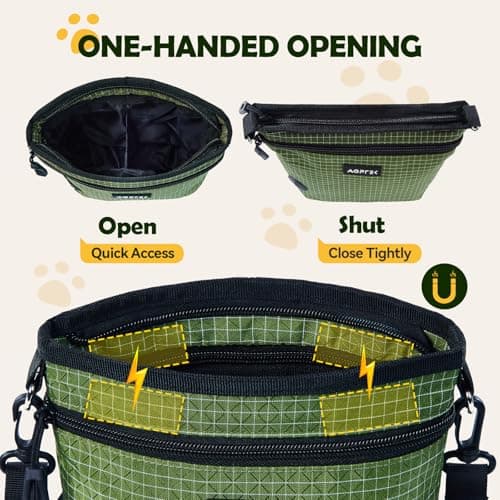 AGPTEK Dog Treat Pouch Bag for Walking, Magnetic Zipper Closure, Green — view 2