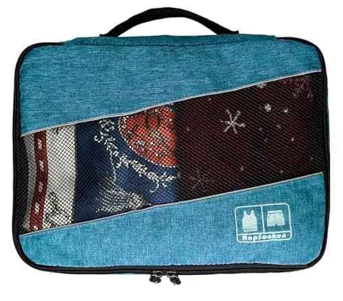 Hopsooken 5 Set Packing Cubes for Travel Large Suitcase Luggage Organizer Bags Travel Accessories Vacation 4 Cubes 1 Laundry Pouch Bag, Snow Teal, L — view 5