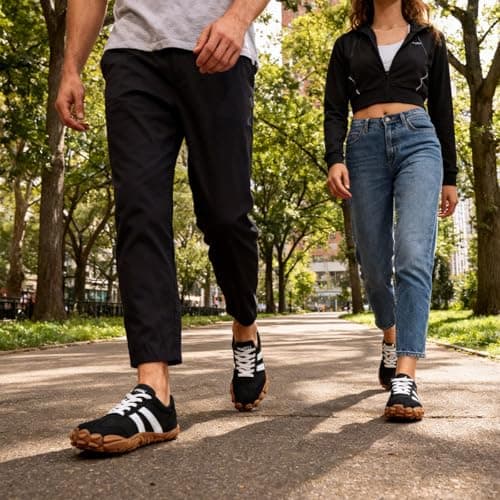 Barefoot Shoes for Women and Men, Wide Toe Box Zero Drop Minimalist Trail Running Sneakers, Non-Slip Lightweight Breathable Walking Hiking Shoes, Black, 8 Women/6 Men — view 2