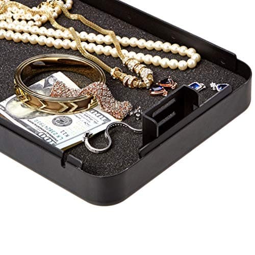 Amazon Basics Portable Security Lock Box Safe with Combination Lock for Documents and Jewelry, XXL, Black — view 3