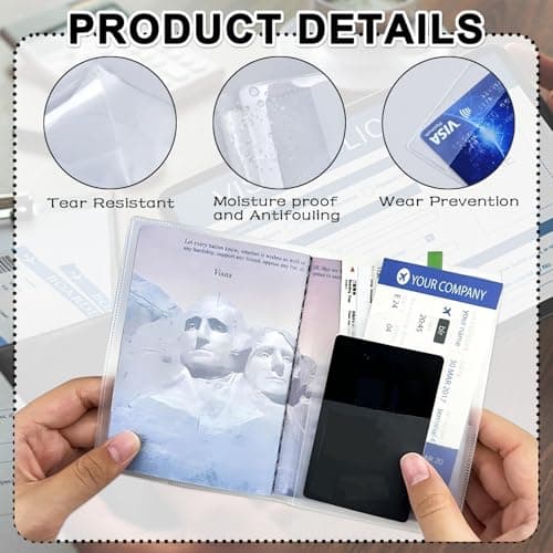 10pcs Waterproof Passport Cover – Transparent Vinyl Travel Wallet with Extra Pockets for Cards & Tickets, adult Waterproof Clear Passport Cover Plastic Passport, Frosted Plastic Passport Cover — view 3