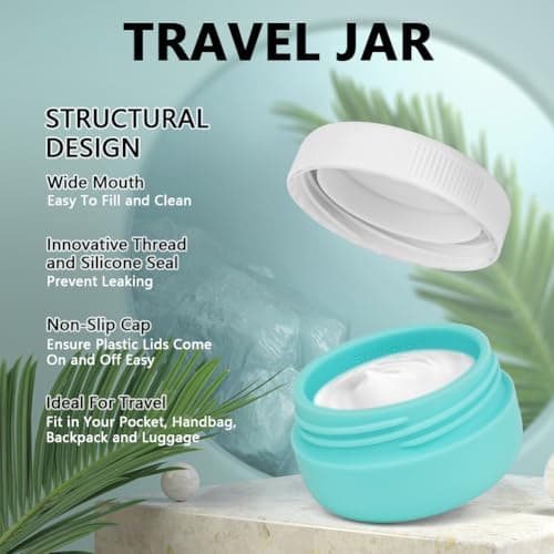 HOTUT Travel Containers for Toiletries, 4 Pcs Silicone Cream Jars with Clear Bag and Spatulas Tool, 30ml BPA Free Leak-proof Travel Essentials Accessories with Lid for Cosmetic Face Body Hand Cream — view 3