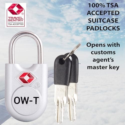 OW-Travel Suitcase Locks with Keys, TSA Approved Luggage Padlocks, Silver 2 — view 5