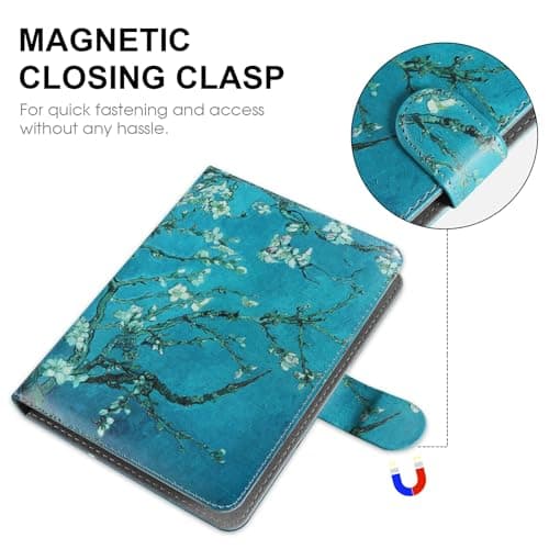 HoYiXi Universal Case for 7 inch Kindle Paperwhite/Colorsoft 2024 Compatible with 6.8" Paperwhite Kobo Clara HD/Kobo Clara 2E eReader Protective cover with Foldable Stand Built-in pocket,flower — view 3