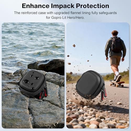 Carrying Case for gopro Lit Hero/Hero Accessories Hard Shell PU Cover Protection Storage MINI Bag Travel Portable Cases with Carabiner Action Camera — view 6