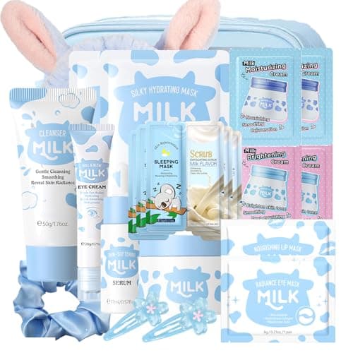 Milk Skin Care Sets & Kits - Teenage Girls Gifts - Milk Skincare Set for Teen Skincare - Gifts For Women - Travel Skincare Set Daily Face Care - Deep Hydrating Smoothing 23PCS
