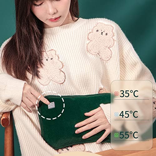Foldable Electric Hot Water Bottle with Flannel Cover Winter USB Rechargeable Heat Bag Washable Cozy Soft Hand Warmer Travel Body Hand Foot Warming Bag Bed Warmer Hot Water Pouch for Pain Relief — view 4