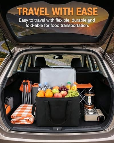 2 Pack Cooler Bag, 40L Large Lunch Cooler Bag with Adjustable Shoulder Strap, 2 Side Holder and Handle Straps Cool Box for Picnic, Ice Packs for Foldable Cooling Bags for BBQ, Party, Camping (Black) — view 3