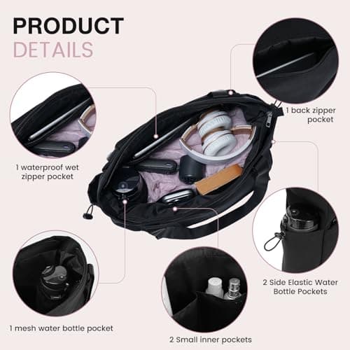 Tawd Yoga Mat Bag with Wet Pocket, 2-in-1 Yoga Mat Carrier & Everyday Tote Bag for Women Men, Large Gym Bag for Pilates Mat, Workout, Travel, Office, Lightweight Shoulder Bag (Black) — view 3