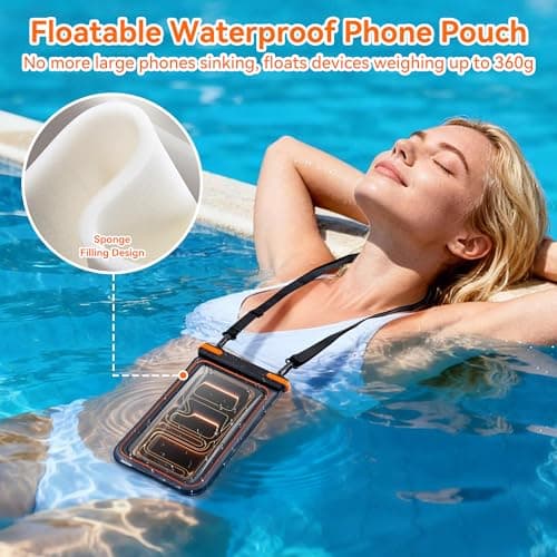 Citymore Floating Waterproof Phone Pouch,IPX8 Waterproof Universal Phone Case,Underwater Touch Screen Dry Bag for Beach,Swimming for iPhone 17 16 15 14 13 12 Pro Max,Huawei,OnePlus,Galaxy,4-7.2" Black — view 5
