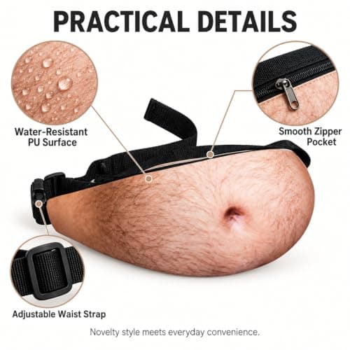Funny Fanny Pack for Men Cute Realistic Prop Waist Pouch Purse, Funny Bag，B — view 3