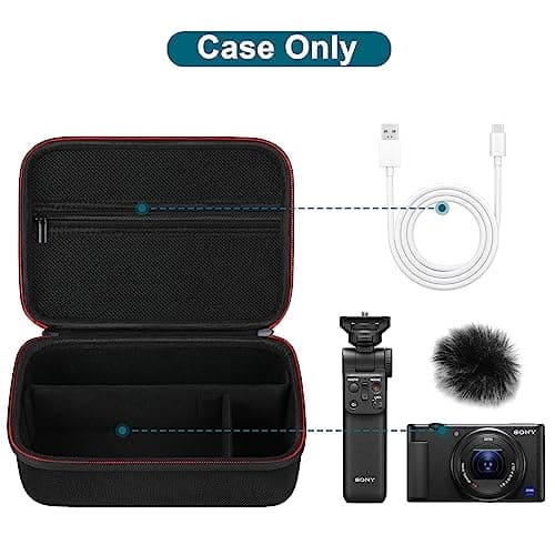 Canboc Carrying Camera Case for Sony ZV-1/ ZV-1 II/ZV-1F Vlog Digital Camera & Vlogger Accessory Kit Tripod, Travel Storage Bag with Strap, Mesh Pocket fit Cable, Black (Case Only) — view 2