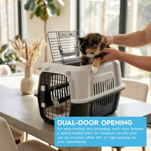 Harbour Housewares Cat Carrier Hard Sided Medium Pet Travel Box Grey — view 4