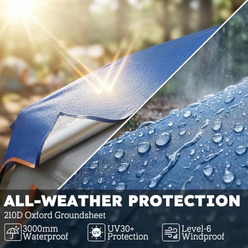 Outsunny 4-6 Person Easy Setup Camping Tent Waterproof Dome Tent, Blue — view 5