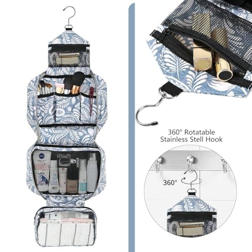 homchen Hanging Toiletry Bag Travel Kit for Men Women, Upgrade Large Capacity Wash Bag Makeup Bag with 4 Compartments, Foldable Compact Size — view 3