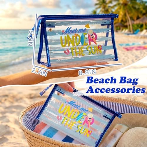 COSHAYSOO Sunscreen Bag Clear Makeup Toiletry Pouch Beach Vacation Essentials for Women Teen Girls Trip Gifts Summer Pool Travel Must Have Accessories Waterproof Stuff, Multi-Under the Sun, Swim — view 4