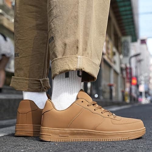 LECYGNB Men's Casual Fashion Trainers Sneakers Comfortable Breathable Lightweight Lace-Up Walking Shoes Brown UK 9 — view 5