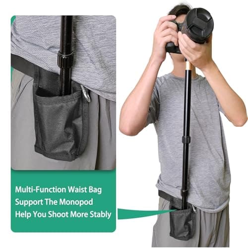 Rigych Monopod Adapter Walking Stick Cane Handle with Waist Bag Set for Trekking Pole Hiking Climbing Photography — view 4