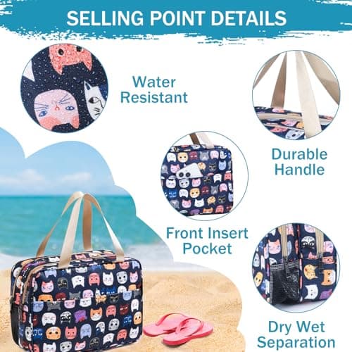 wordmouk Toiletry Bag Wet and Dry Separation Double-Layer Large Cosmetic Bag Travel Makeup Bag Water-Resistant Hanging Toiletry Wash Bags Toiletries Organizer Toilet Bags for Swimming Gym Trip — view 3
