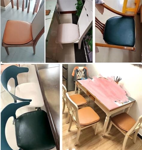 Dining Chair Cushion Set - 1/2/4 Pcs Non-Slip U-Shaped Vegan Leather Seat Pads for Kitchen & Dining Room Stylish Orange Color Comfortable and — view 2