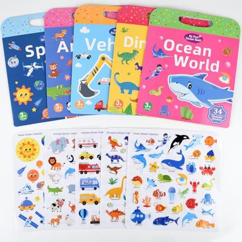 ASTARON 3 Pack Reusable Sticker Books for Toddlers,Educational Sensory Toy — view 6