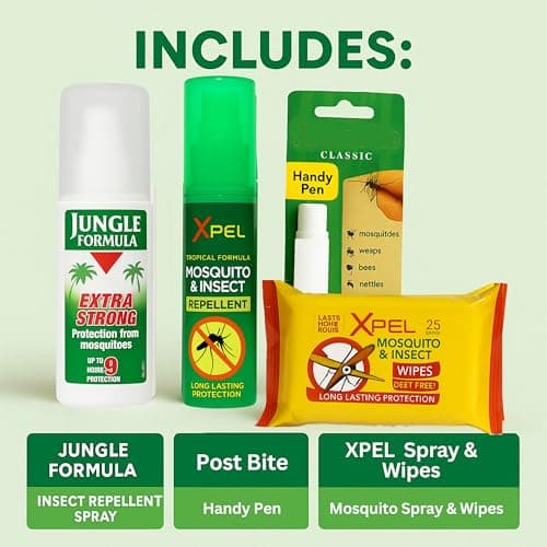 Mosquito Repellent Kit, 1 x XPELMosquito & Insect Repellent, 1x Jungle Formula Spray, 1x XPELMosquito Wipes 1x Bite Handy Pen 14ml | 4 Pack Travel kit, Quick Insect Bite Relief & Sting Swelling — view 2