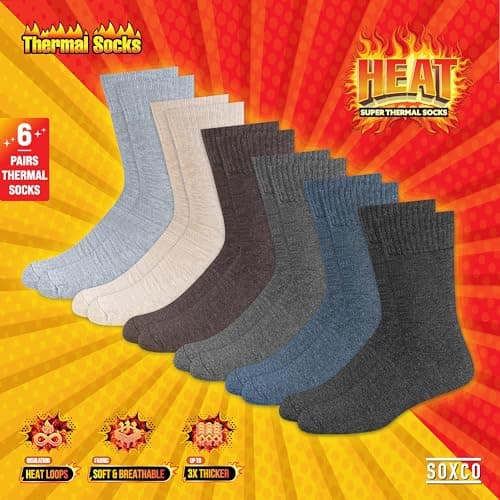 SOXCO Thermal Socks for Men & Women - Winter Heat Socks, Pack of 6 Pairs, 3-5 — view 3
