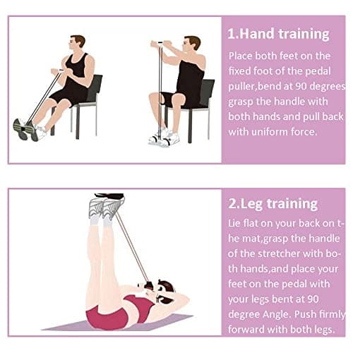 DZOZO Multifunction Resistance Training Pope Elastic 4 Tube Pedal Resistance Band Sit-up Pull Rope Fitness Pedal Exerciser Tension Rope Sport Trainer Equipment for Legs Fitness Arm Slimming Training — view 6