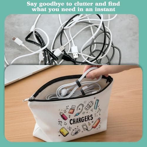 Charging Cable Organizer Bag with 2 Silicone Cable Ties Waterproof Portable — view 3