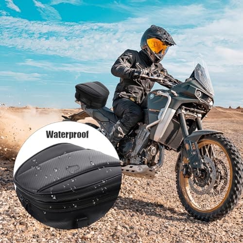 Tiiyee Motorcycle Rear Seat Tail Bag, Waterproof Motorbike Tail Pack Oxford Cloth Helmet Storage Luggage Bag Adjustable Dual Use Handbag Back Box for Moto Dirt Bike Replacement Parts 7.5-10L Capacity — view 4