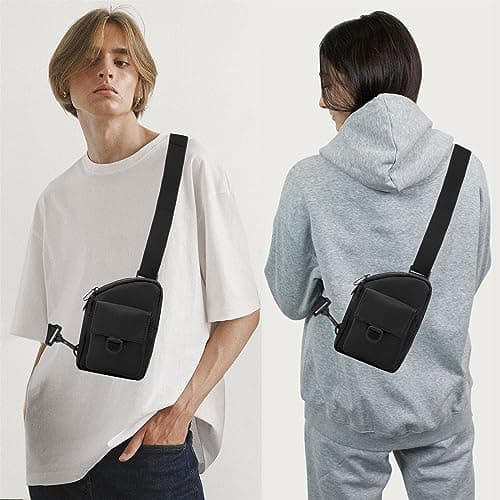 Long Keeper Small Sling Bag Chest Bag - Mini Cross Body Shoulder Bag for Men Women Waterproof Crossbody Sling Phone Bag for Cycling Travel Outdoor Sports, C-black — view 2