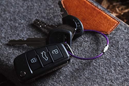 Silipac Metal Cable Key Ring-Heavy Duty Tough Stainless Steel Wire Tags Durable Keychains Twist Lock Carabiner-for Luggage Tag Loops Travelling Key Organizer Arts Projects-16 Pcs Purple(6.3 inch 2mm) — view 4