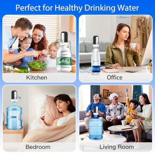 EASYSPEED Water Dispenser, Electric Portable Water Tap Pump with 2 Adapters for 2-5 Gallon Bottles Jugs and Carafes, USB Charging Automatic Drinking Water Dispenser for Kitchen Office Camping,Black — view 6