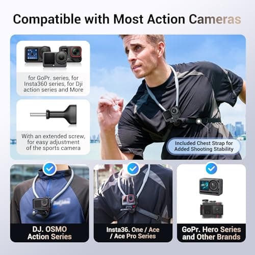 JJC Osmo Action 6 5 Pro 4 3 Magnetic Neck Mount with Chest Strap for Go Pro — view 2